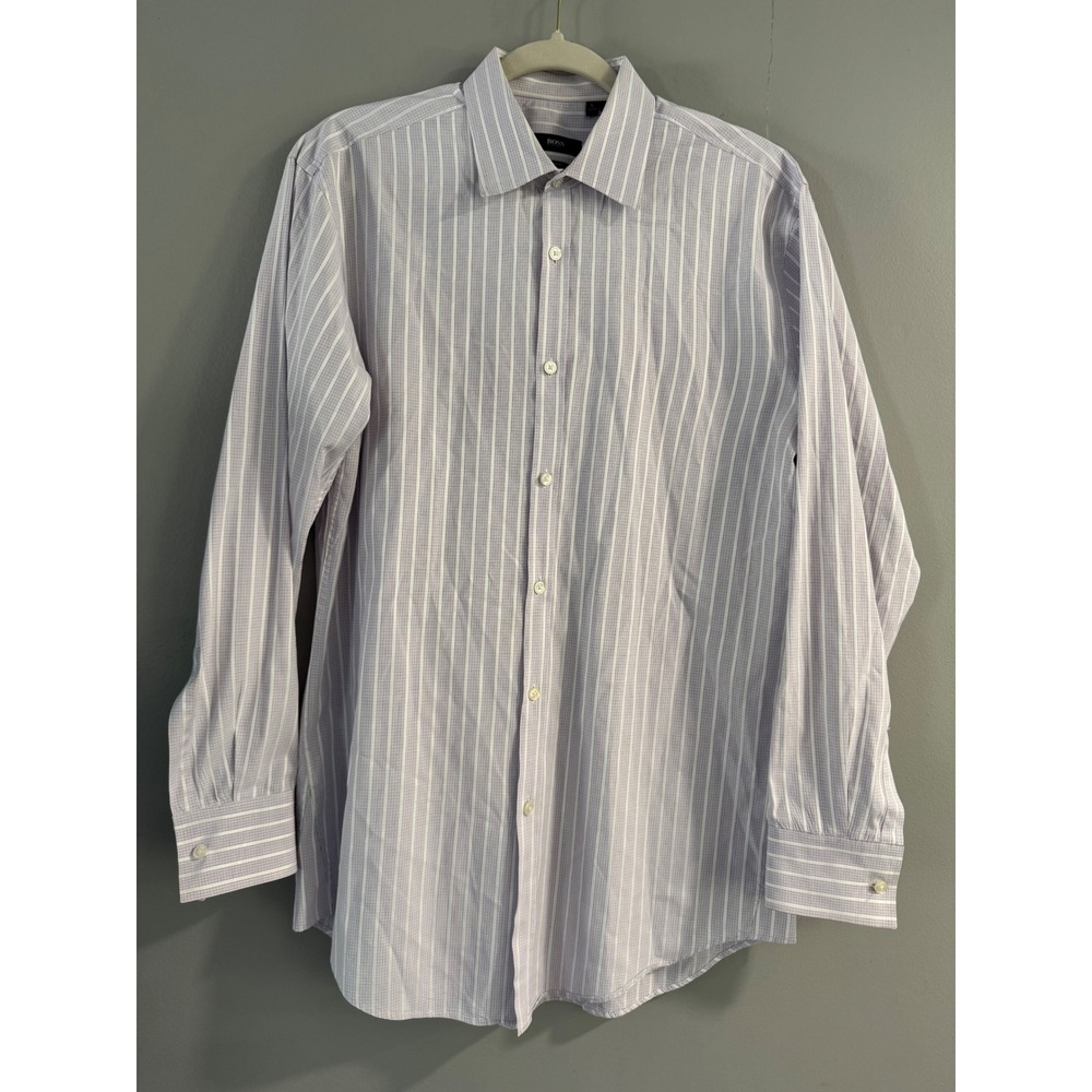 BOSS Hugo Boss Slim‎ Fit Mens 16 32/33 Striped Dress Shirt Long Sleeve